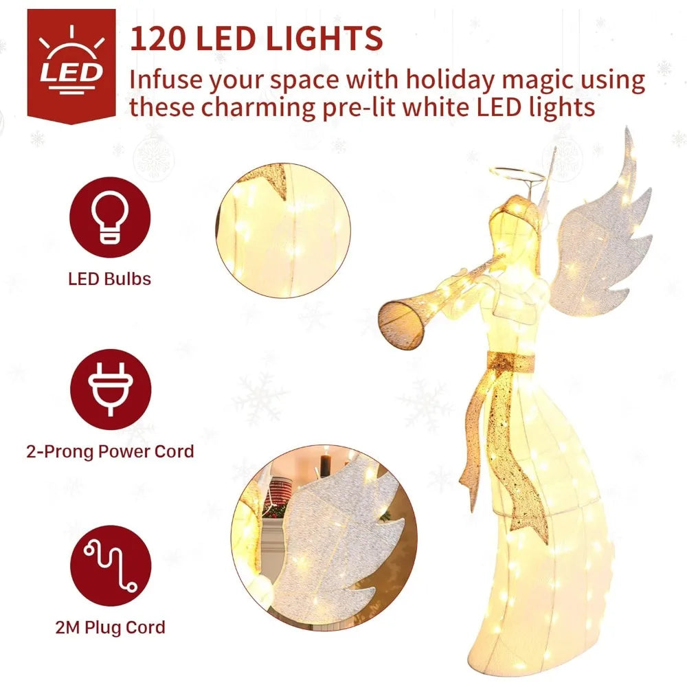 180 LED Lights, 66-Inch High Pre-Lit Angel Outdoor Decor