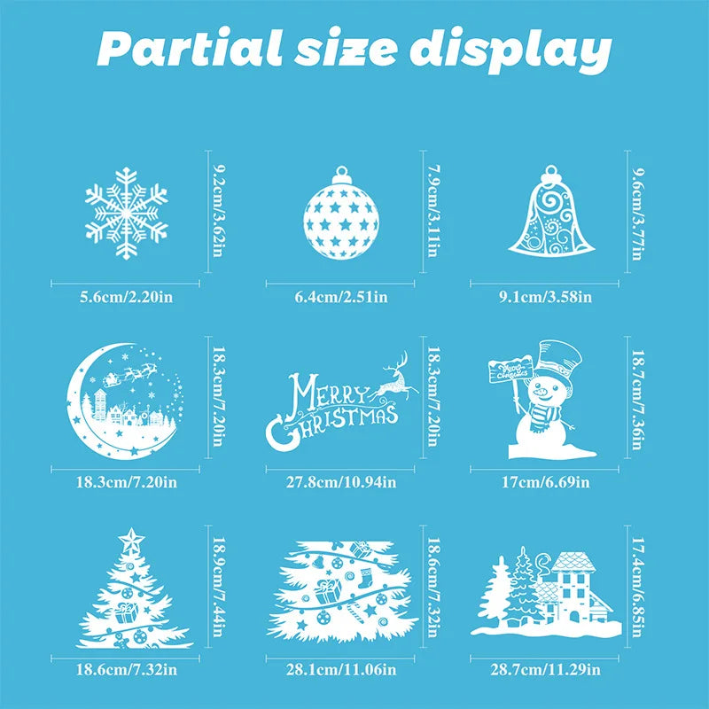 1SET Christmas Tree Window Clings White Reindeer Snowflake Xmas Window Decorations Sticker Reusable Christmas Window Door Decals