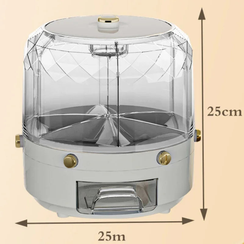 360 Degree Rotating Rice Dispenser Sealed Dry Cereal Grain Bucket Dispenser Moisture-Proof Kitchen Food Container Storage Box