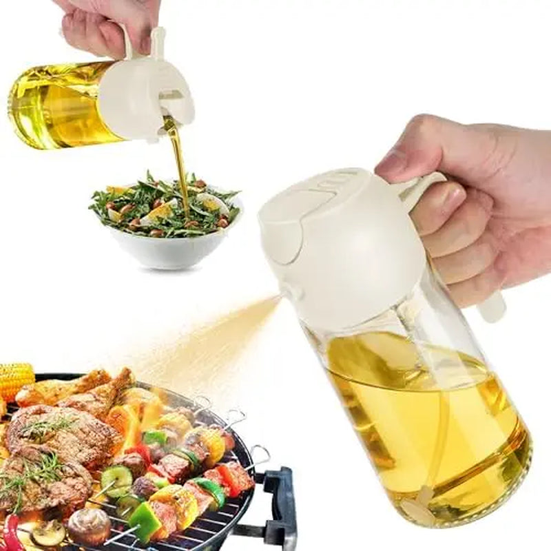 GJ 16Oz Oil Dispenser Bottle for Kitchen - 2 in 1 Olive Oil Dispenser and Oil Sprayer - 470Ml Olive Oil Bottle - Oil Sprayer for Cooking, Kitchen, Salad, Barbecue Black Utensils Kitchen Oildispenser Oils Prayer Black Non-Toxic Multicoloured Non-Toxic