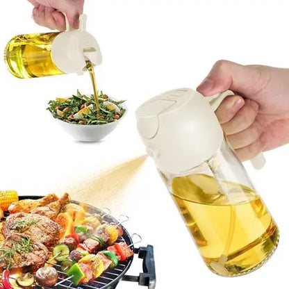 GJ 16Oz Oil Dispenser Bottle for Kitchen - 2 in 1 Olive Oil Dispenser and Oil Sprayer - 470Ml Olive Oil Bottle - Oil Sprayer for Cooking, Kitchen, Salad, Barbecue Black Utensils Kitchen Oildispenser Oils Prayer Black Non-Toxic Multicoloured Non-Toxic
